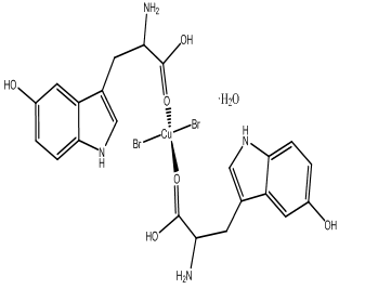 [Cu(L-5-HTP)2Cl2]H2O Coordination compounds of copper(ll) with L-5-hydroxytryptophan,C22H26N4O7Br2Cu