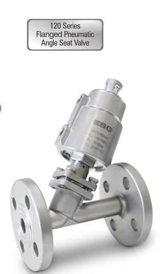 120 Series Flanged Pneumatic Angle Seat Valve