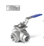 445 Series 3-Way Ball Valve with Mounting Pad