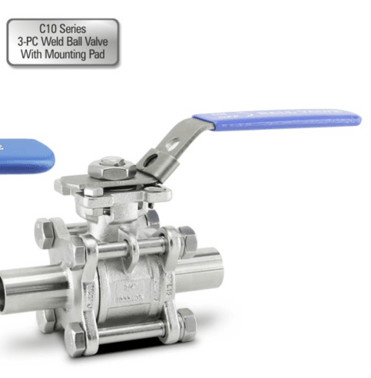 C10 Series 3-PC Welded Ball Valve With Mounting Pad