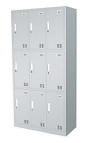 Nine door flat top locker