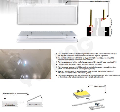 EMBEDDED CLEANROOM CEILING  
LIGHT-GUAN  SERIES YJGP