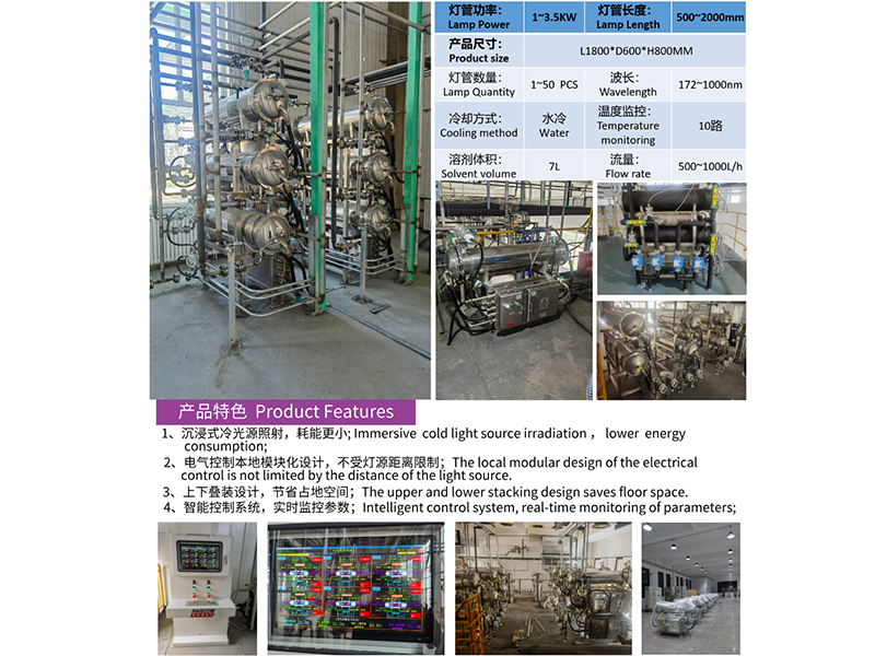 Horizontal photochemical reactor