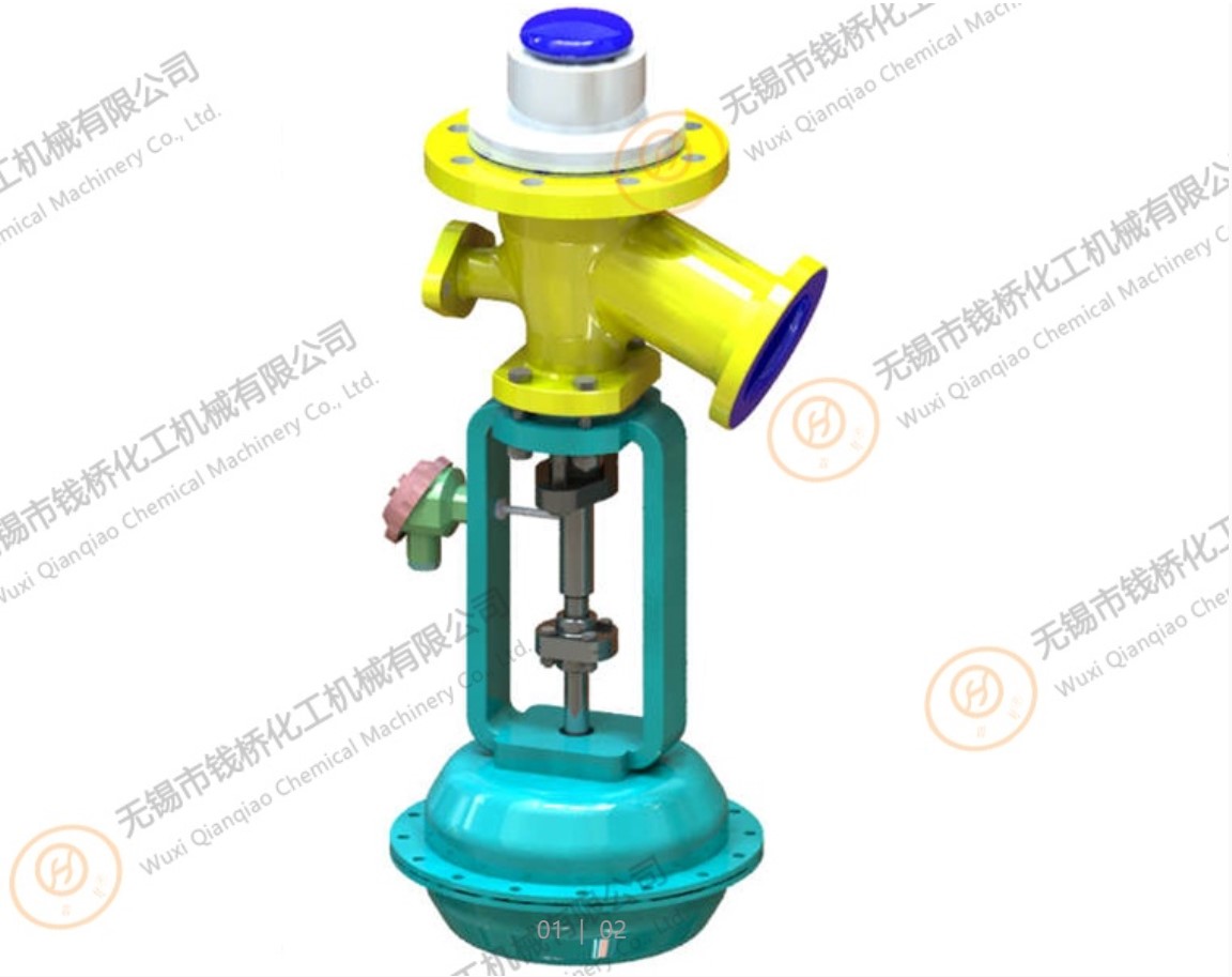 Bottom outlet valve (65°) gap free with pneumatic actuator
