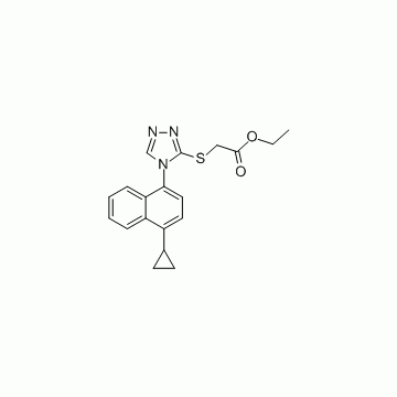 Acetic acid, 2-​((4-​(4-​cyclopropyl-​1-​naphthalenyl)​-​4H-​1,​2,​4-​triazol-​3-​yl)​thio)-​, ethyl