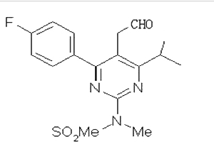 4-(4-fluorophenyl)-6-isopropyl-2-(N-methyl-N-methylSulfonyl amino)pyrimidine-5-carboxaldehyde?
