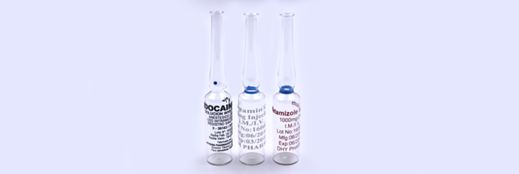 Tubular glass ampoule solution with printing