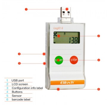 Elitech LogEt6 Single Use Temperature Data Logger  