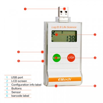 LogEt 8 Life Science Multi-use PDF Temperature Data Logger  