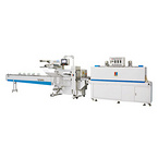 shrink packaging machine with bottom film feeding system