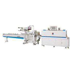 shrink packaging machine with bottom film feeding system