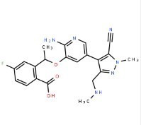 (R)-2-(1-((2-amino-5-(5-cyano-1-methyl-3-((methylamino)methyl)-1H-pyrazol-4-yl)pyridin-3-yl)oxy)ethy