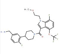 (4-(5-(aminomethyl)-2-fluorophenyl)piperidin-1-yl)(7-fluoro-1-(2-methoxyethyl)-4-(trifluoromethoxy)-