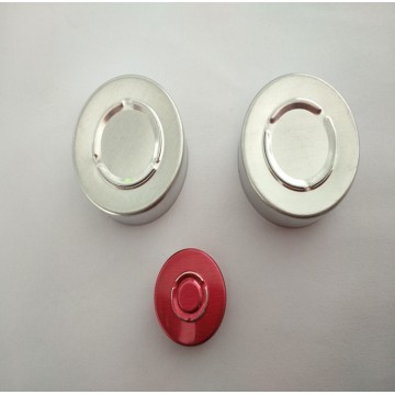 Child Resistant Sliver and Red Aluminum Cap for Vial