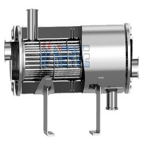 Z- single - flow aseptic level - through dual - tube plate heat exchanger