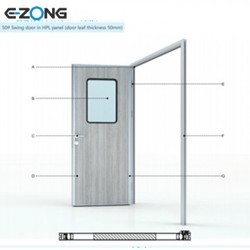 Electronic factory swing Door steel door with window thickness 50 mm