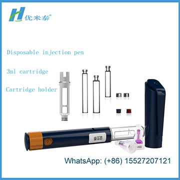 Disposable HGH pen plastic body with double chamber cartridge for injection of Human Growth Hormone