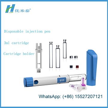 Disposable injector pen in plastic body with double chamber cartridge for injection of Human Growth  