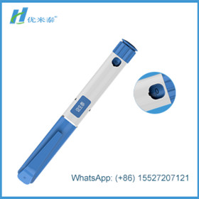 Disposable injector pen in plastic body with double chamber cartridge for injection of Human Growth